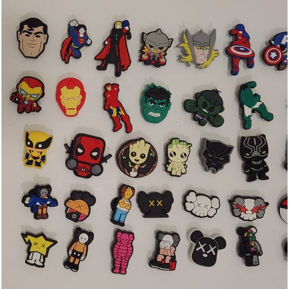 Mixed Lot Of Crocs Shoe Charms Jibbitz Marvel Kaw Simpsons Hello Kitty Pokemon - Picture 3 of 5